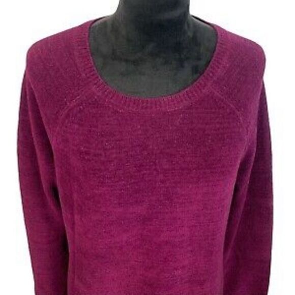 NWT Talbots Sz M Purple Fuzzy Soft Knit Merino Wool Blend Relaxed Tunic Sweater - Picture 5 of 9